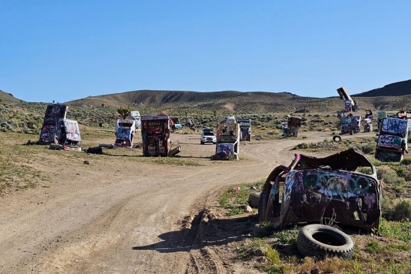 This Nevada Ghost Town Has Cars Sticking Straight Out Of The Ground