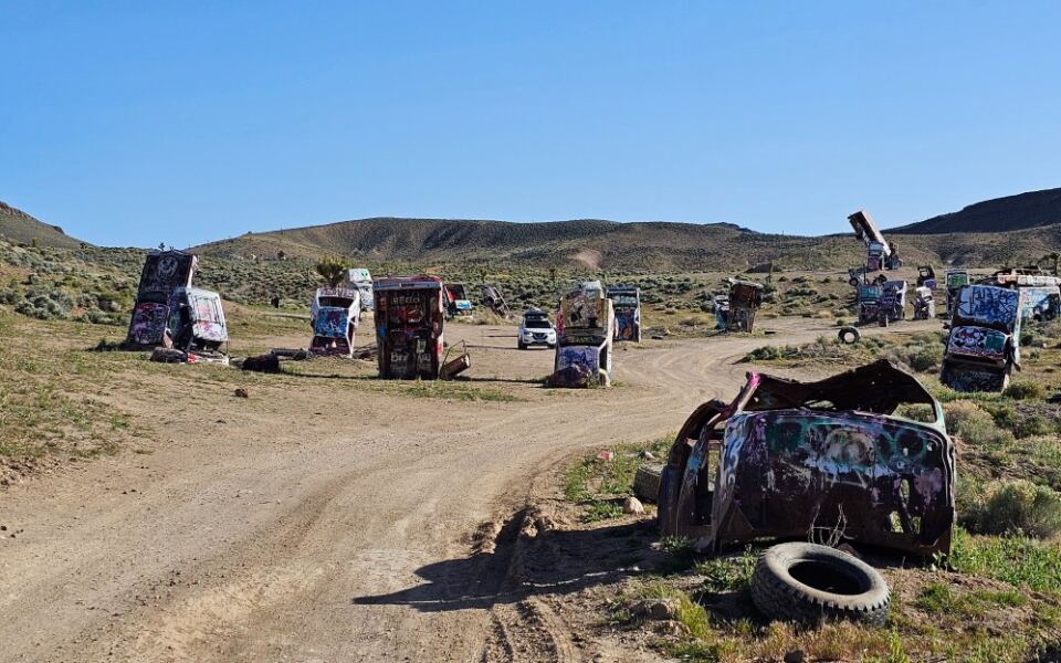 This Nevada Ghost Town Has Cars Sticking Straight Out Of The Ground